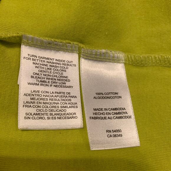 Jones New York JNY Cap Sleeve T-Shirt-Womens Chartreuse Green Solid Large Casual - Picture 4 of 5